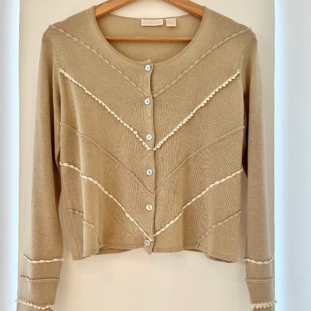 Whitewash Silk Knit Cardigan